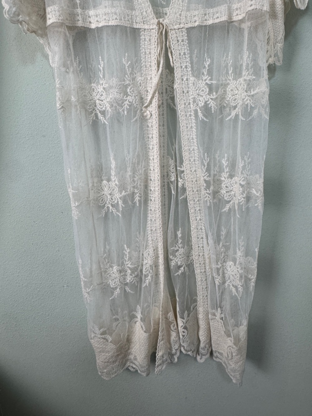 Rebellion Again Crochet Lace Floral Kimono Duster Cover Up Ethereal Festival M - Picture 3 of 9